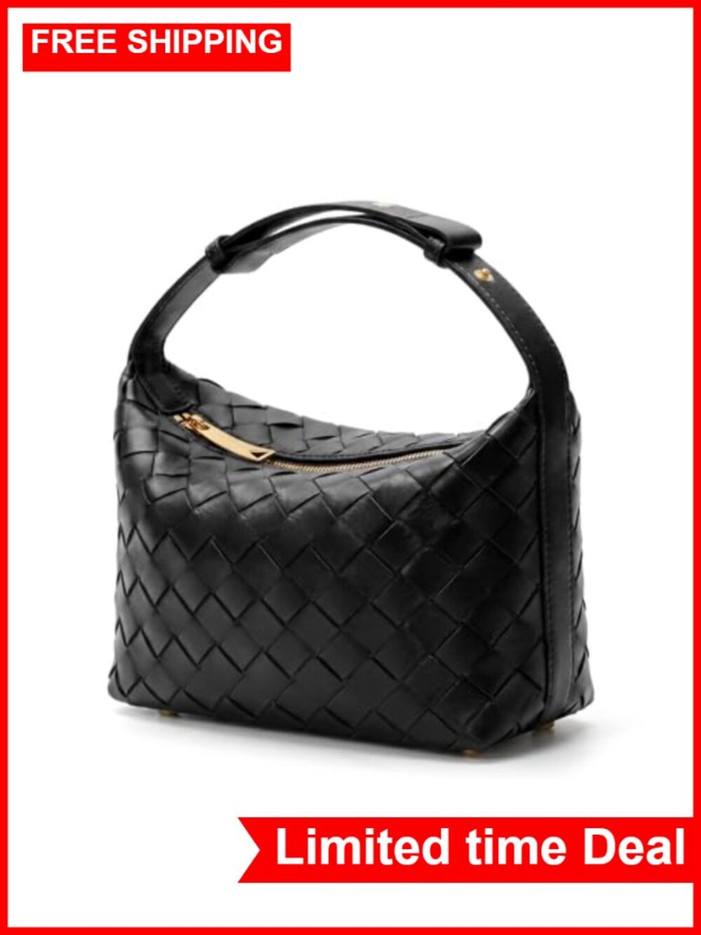 Hand-Woven Faux Suede Hobo Bag Vegan Leather Shoulder Purse